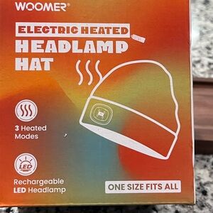 Woomer Orange and Black electric heated headlamp hat